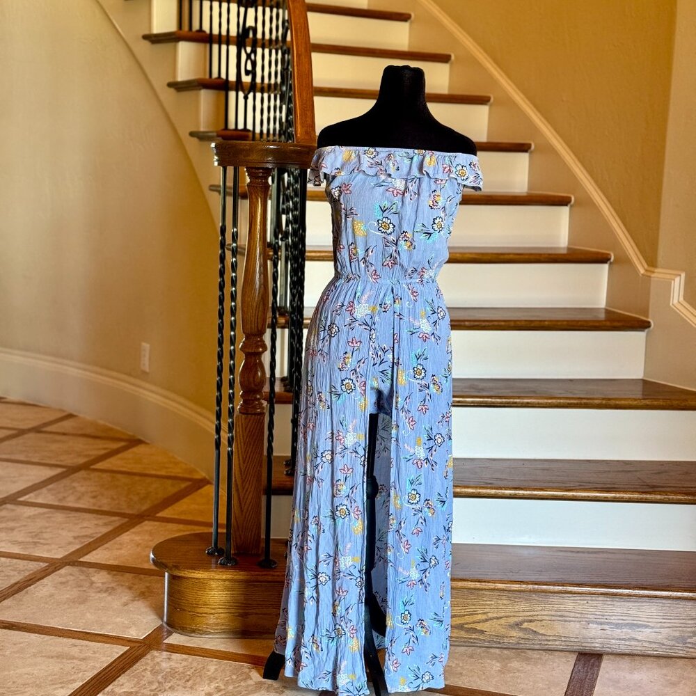 Wonderly Girls Blue Floral Walk Through Dress Size L (Large)